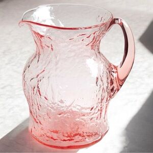 Vintage Morgantown Pitcher Pink Crinkle Glass 68 ounces